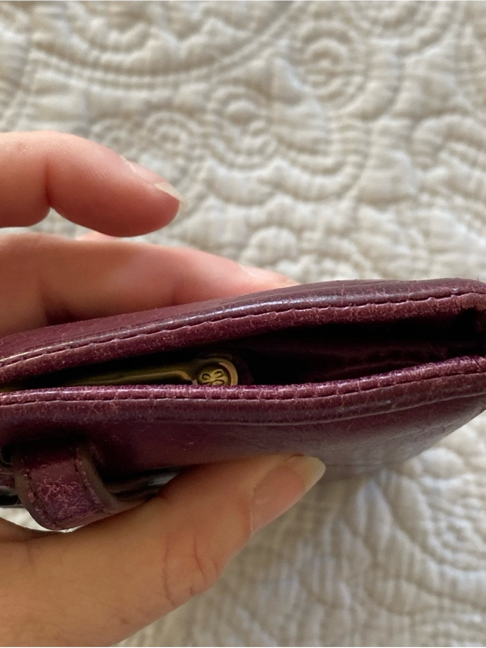 HOBO Nova Plum Purple Leather Wristlet Clutch with Gold-Tone Frame - Picture 8 of 16